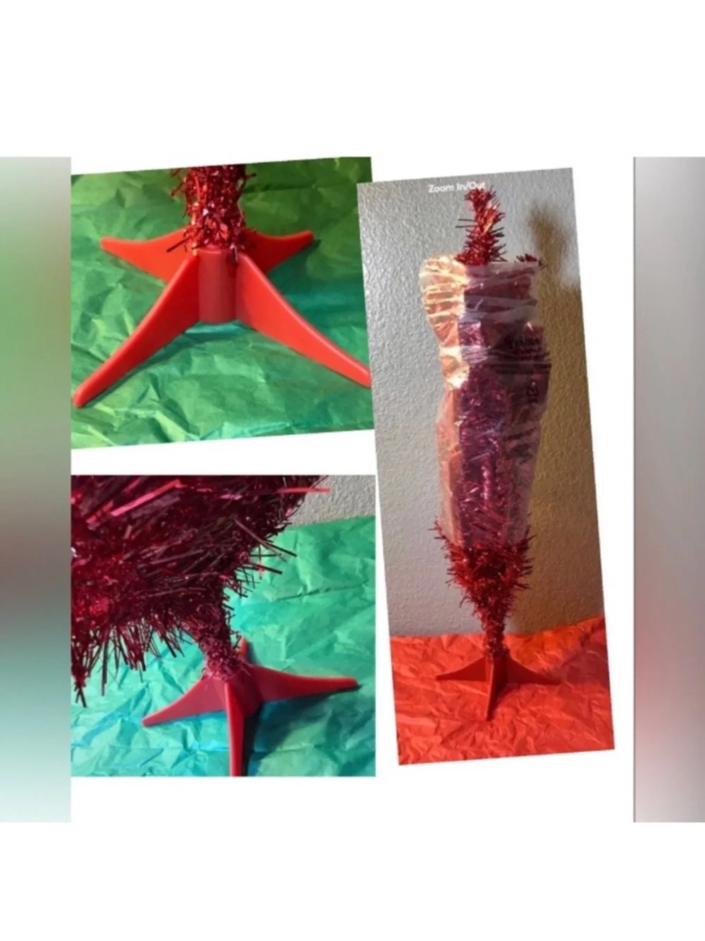 NEW 2ft Mini Tabletop Floor Any time  TINSEL Tree Artificial One-piece RED